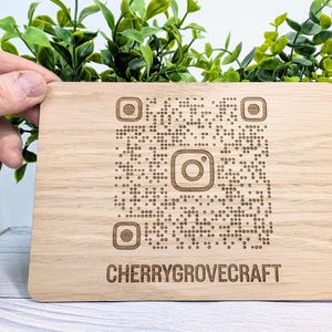 Custom Oak Instagram QR Code Sign: Freestanding Business Display