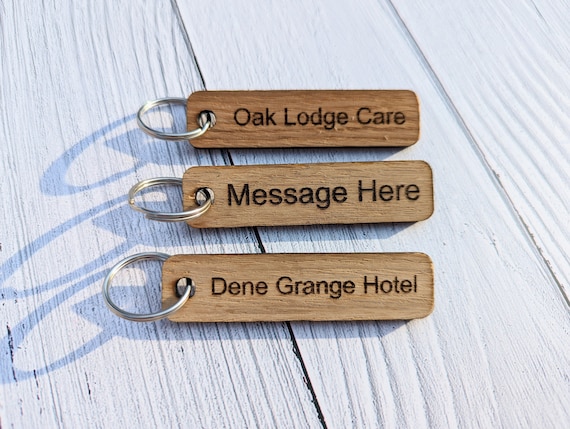 Personalised Keyrings Custom Keyfobs Wooden Keyring Oak Wood Bulk