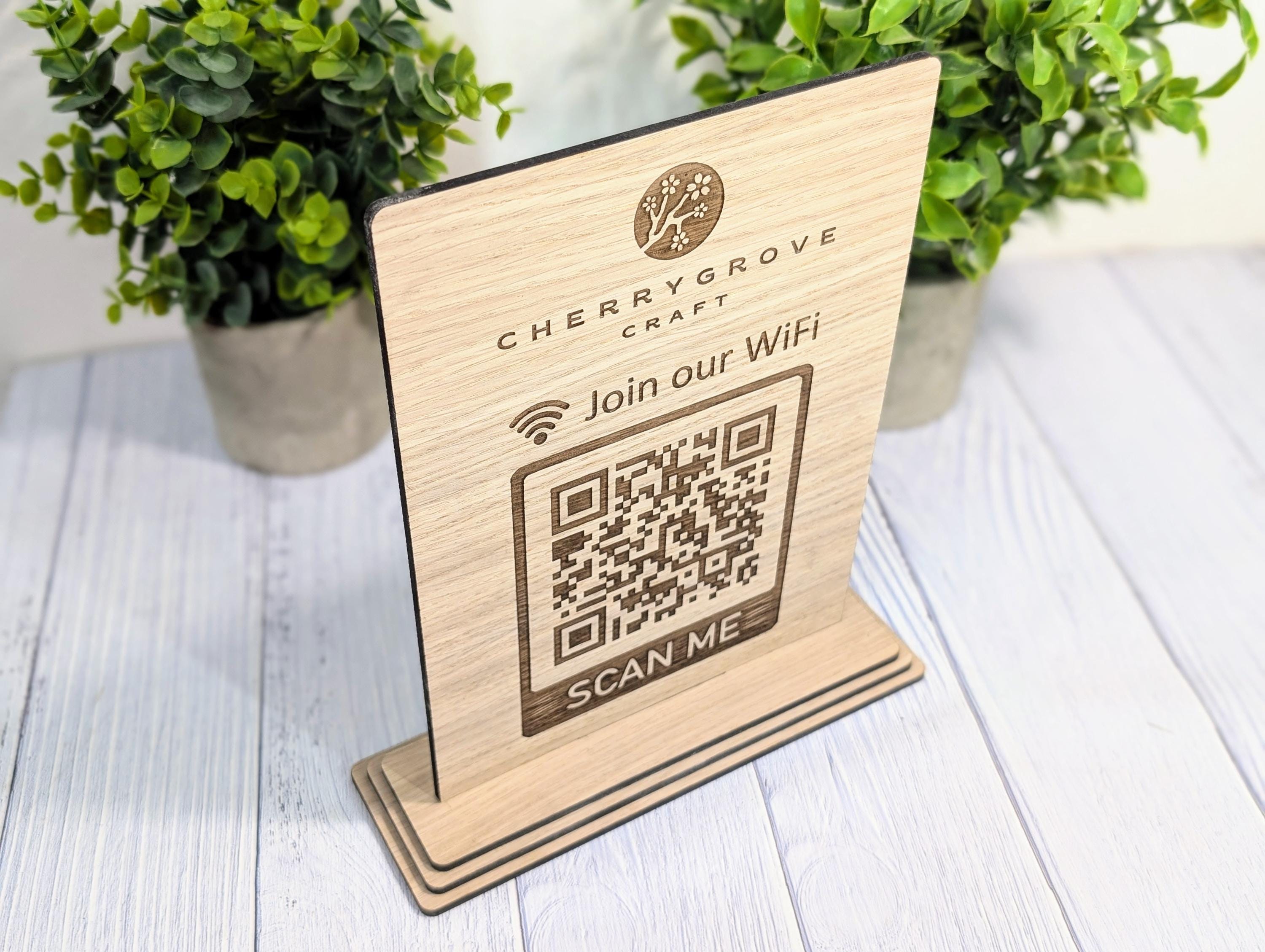 Wooden Wifi QR Code Extra Large Sign With Logo, Eco-friendly Custom ...