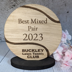 Personalised Wooden Tennis Trophies | Tennis Ball Shaped Award for Clubs & Events | Tennis Tournament | Competition | Grand Slam
