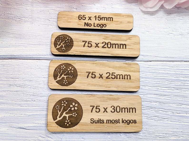 Wooden Name Badges, Custom Oak Veneered Business & Retail, Eco-Friendly, Multiple Sizes/Attachments, Personalised Delegate Badges image 2