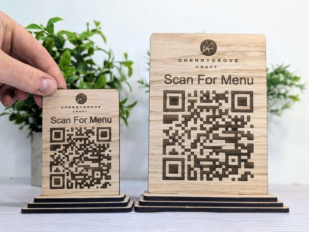 QR Code 'scan for Menu' Wooden Sign, Add Your Logo, Ideal for ...
