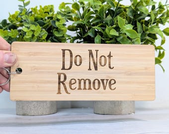Do Not Remove - Extra-Large Bamboo Keyring - Ideal for Keeping Important Keys Safely - 200x80mm