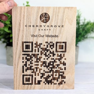 QR-Code Massive Eiche Große Blöcke - Personalisierte Eichenblöcke - QR Code - Benutzerdefinierte Tischbeschilderung - Menüs, Websites, Social Media, 150 mm x 200 mm
