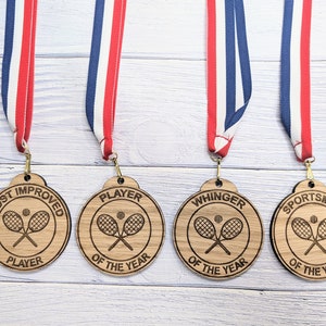 Custom Tennis Medals: Personalised Wooden Sports Awards, Eco-Friendly