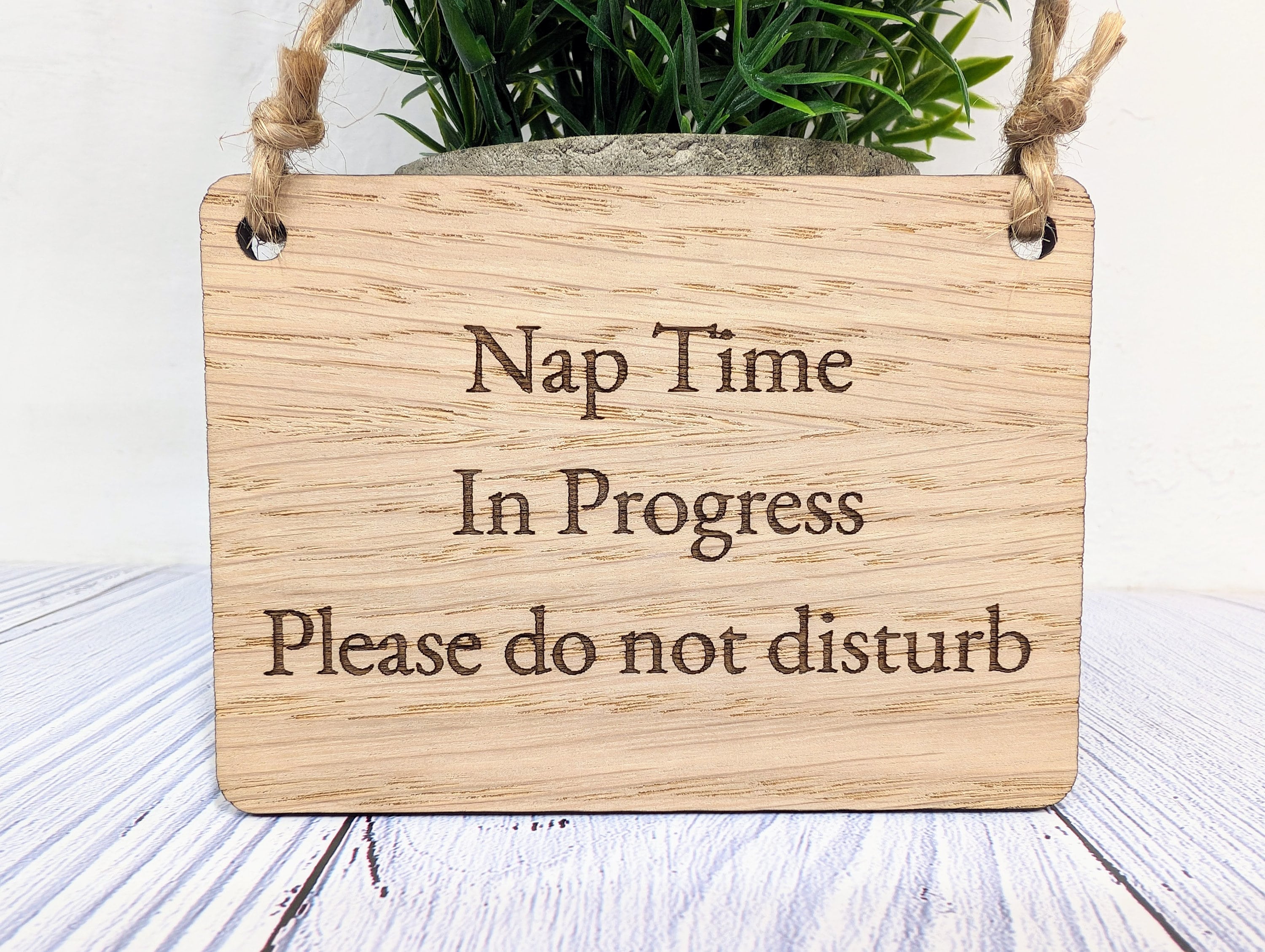 Personalised Nap Time in Progress - Oak Veneered Sign