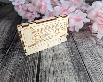 Custom Mixtape Wooden Cassette Case with Playlist QR Code