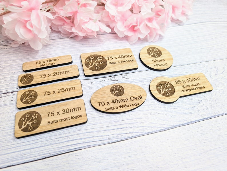 Wooden Name Badges, Custom Oak Veneered Business & Retail, Eco-Friendly, Multiple Sizes/Attachments, Personalised Delegate Badges image 6