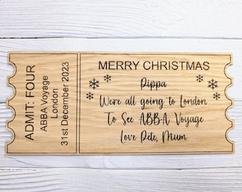 Personalised Christmas Magic Ticket in Oak Veneer - Custom Gift Experience Voucher - Memorable Keepsake for Special Occasions | 3 Sizes