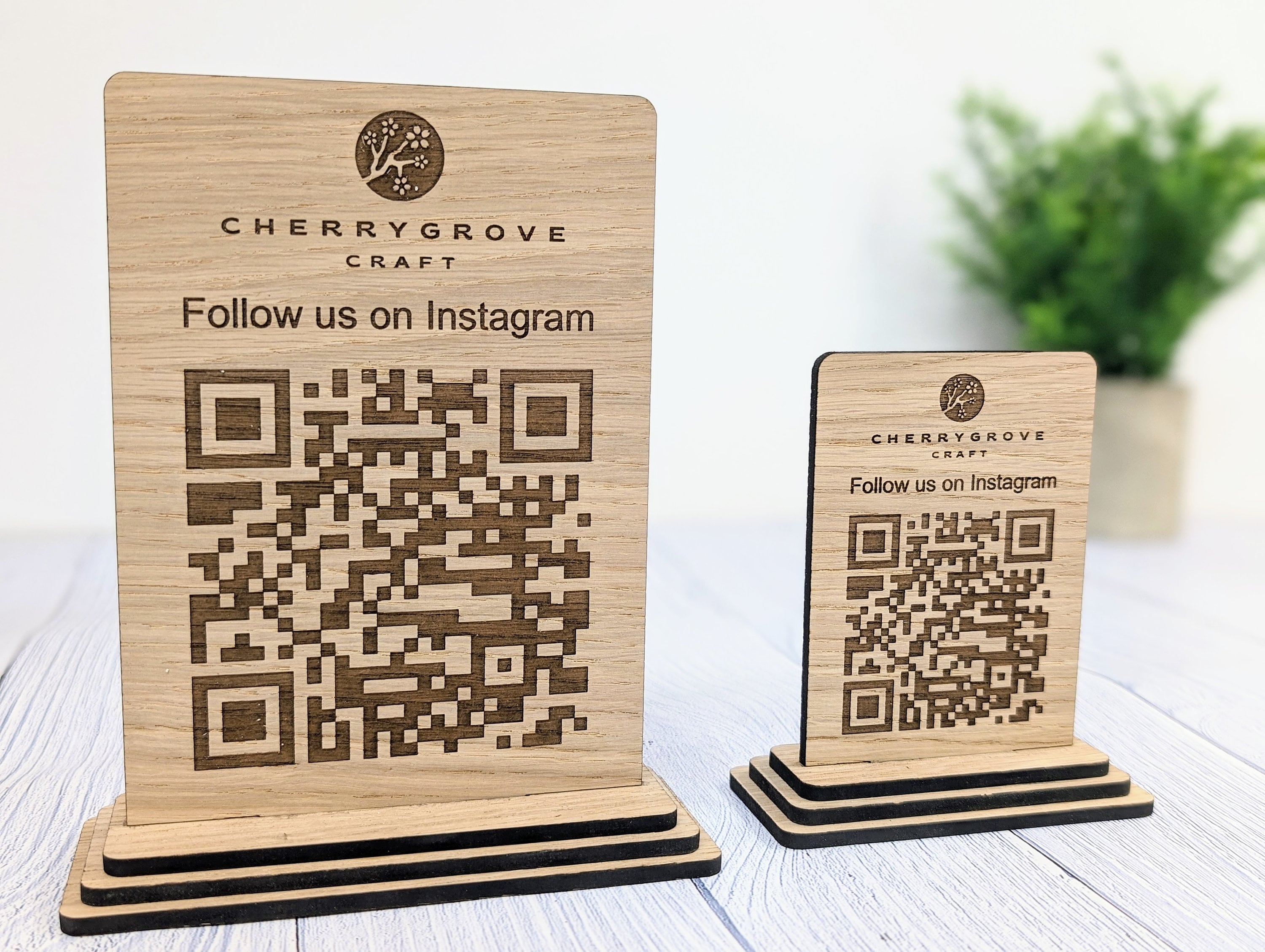 Follow Us on Instagram - QR Code - Custom Wooden Table Sign