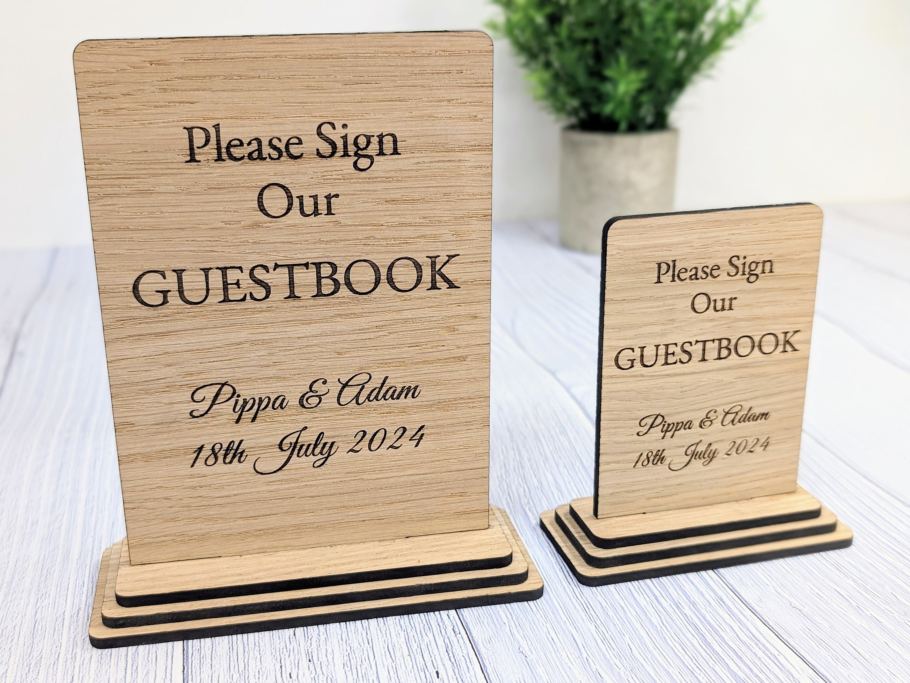Personalised ‘Please Sign Our Guestbook’ Wooden Sign – Eco-Friendly