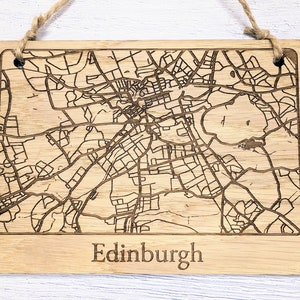 Handgefertigte Holzkarte Wandkunst von Edinburgh, UK - Erhältlich in 4 Größen - Perfektes Wohndekor oder Einzigartiges Geschenk
