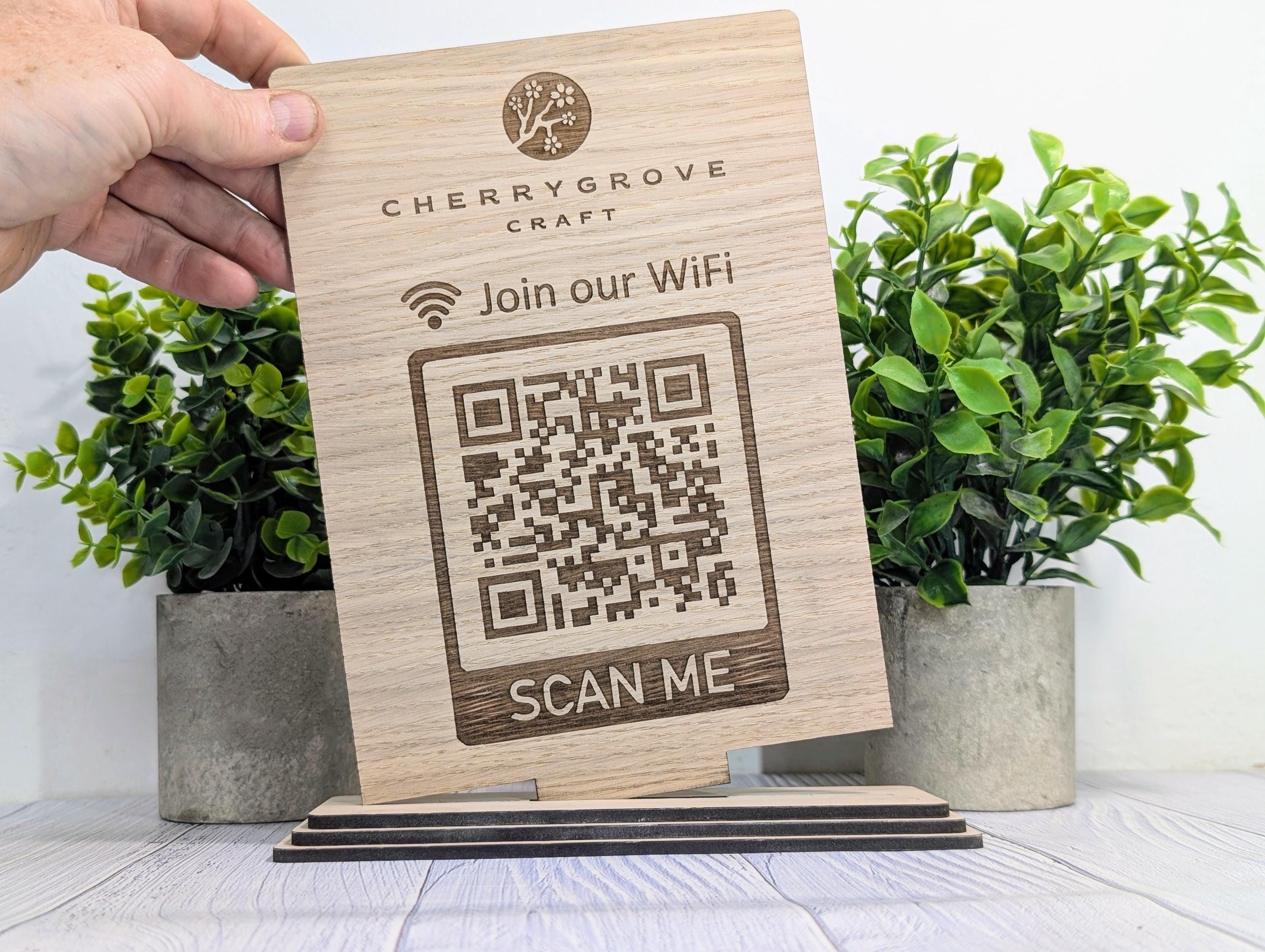 Wooden Wifi QR Code Extra Large Sign With Logo, Eco-friendly Custom ...