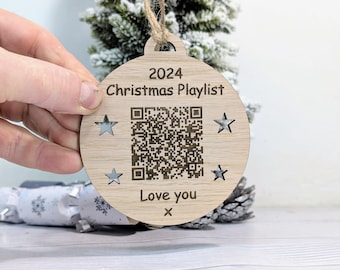 Personalised Christmas Playlist Bauble: Engraved QR Code Music Gift