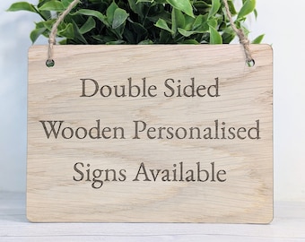 Double Sided Wooden Personalised Sign | Personalised 2 Sided Wooden Hanging Sign | Birthday Gift | Man Cave Sign | Bar Sign | Oak Door Sign