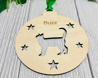 Personalised Cat Bauble | Custom Christmas Decoration | Wooden Cat Gift