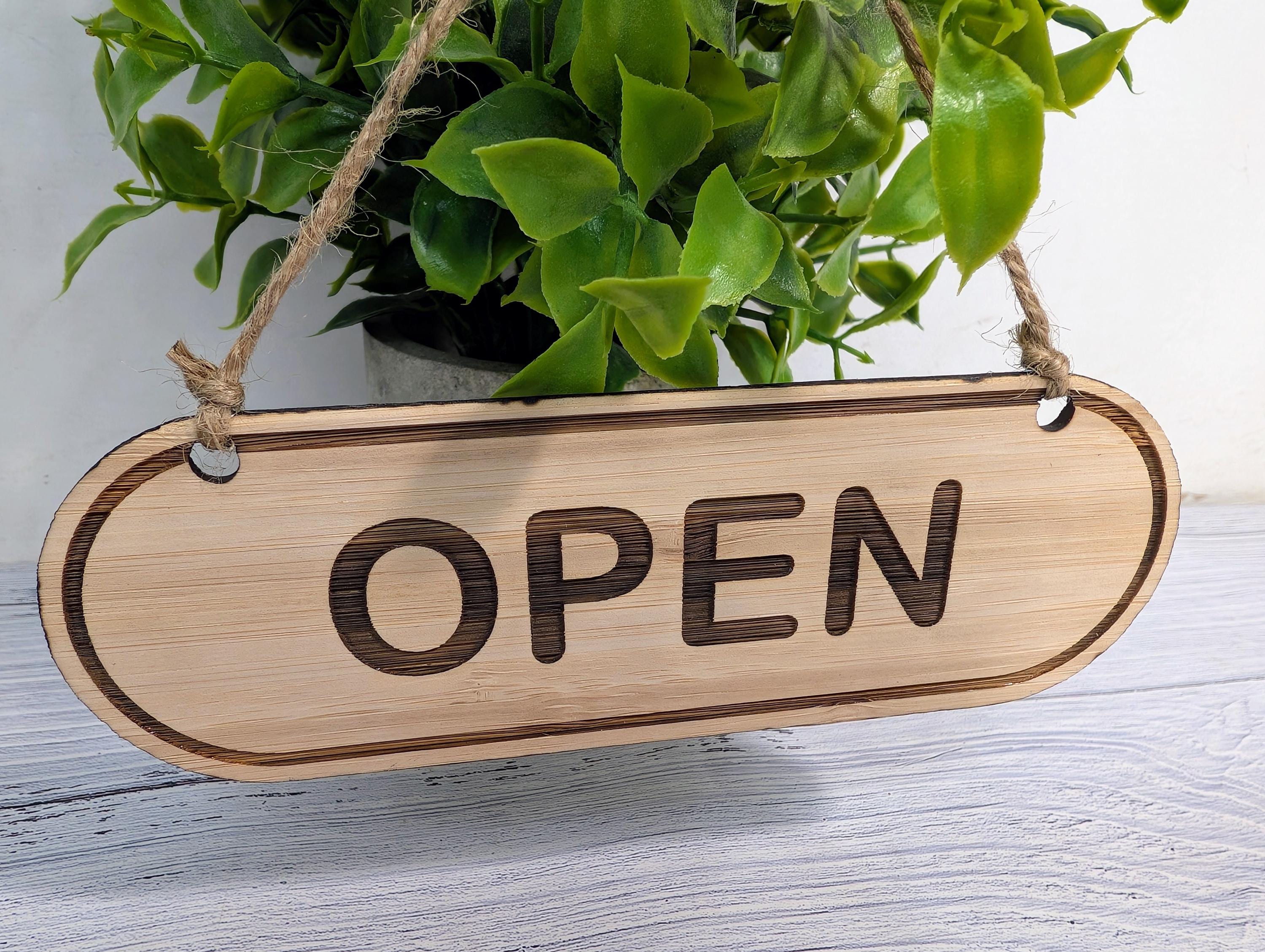 Hand-crafted Bamboo Open/closed Sign - Double-sided, Eco-friendly