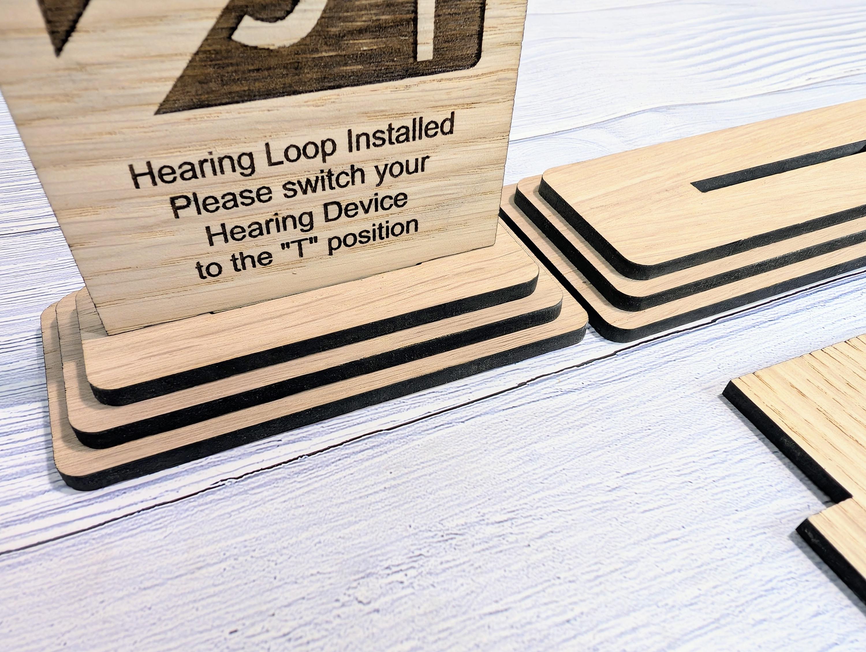 Chair Loop Sign Personalised Wooden Hearing Loop Sign – Freestanding Table Sign for ...