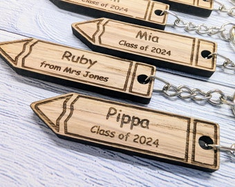 Personalised Student Pencil Keyrings, Oak School Key Chains, Students Gifts | Gifts from Teacher, End of Term, End-of-Year, Custom Names