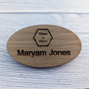 Oval Wooden Name Badge