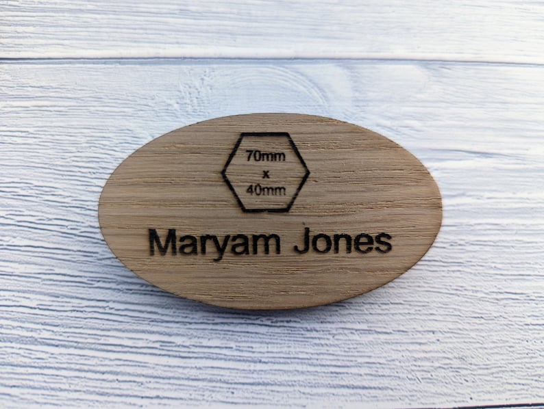 Oval Wooden Name Badge