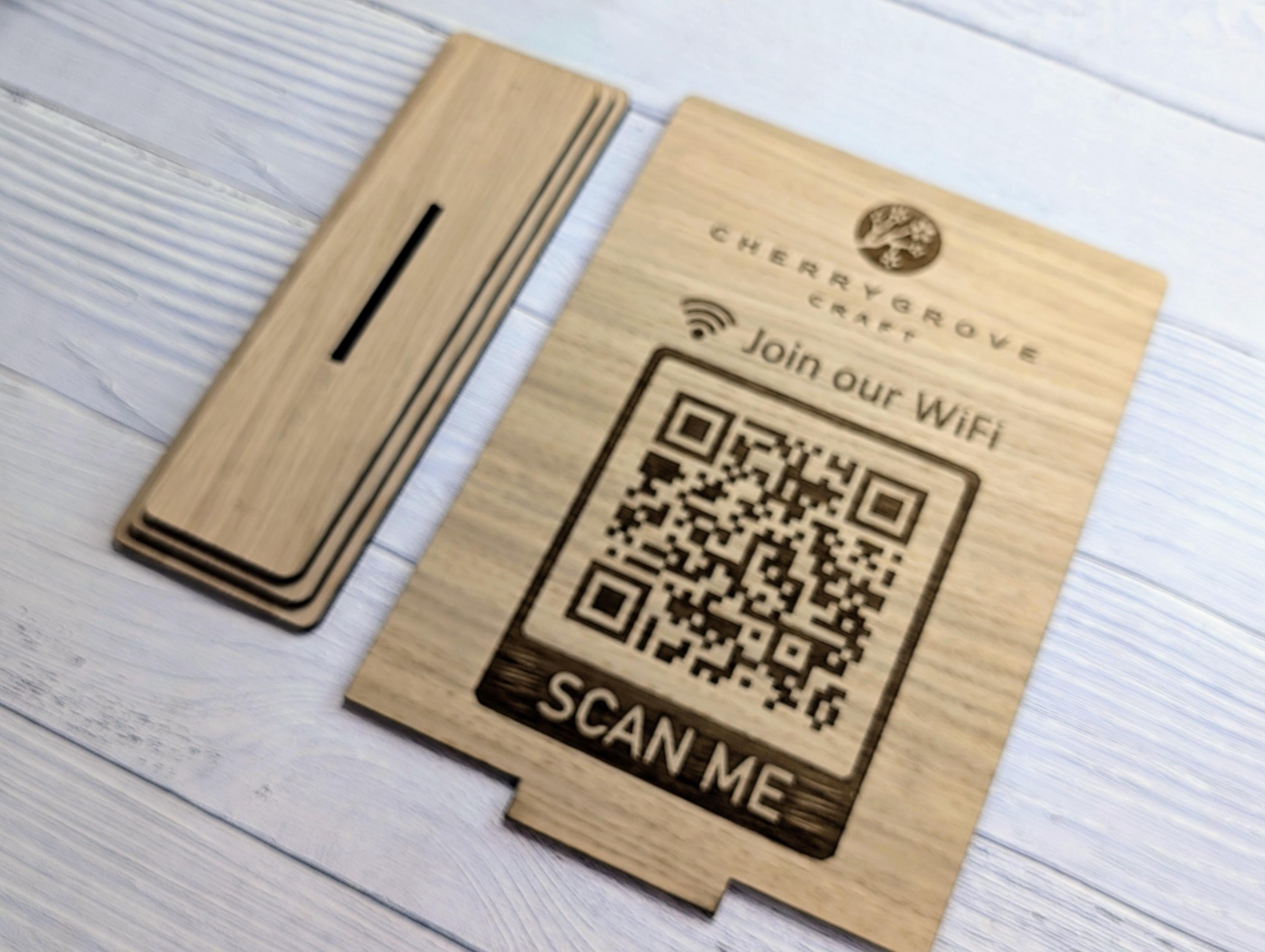Wooden Wifi QR Code Extra Large Sign With Logo, Eco-friendly Custom ...