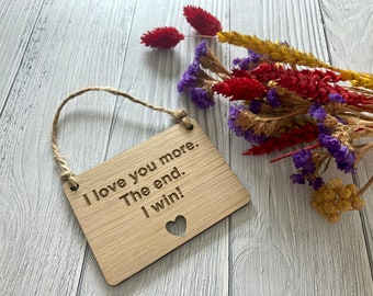 Wooden 'I Love You' Personalised Sign | Romantic Wooden Hanging Sign | Engagement Gift | Birthday Gift | Personalised Sign