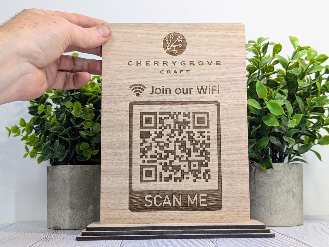 Wooden Wifi QR Code Extra Large Sign With Logo, Eco-friendly Custom ...