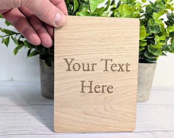 Personalised Oak Portrait Sign: Custom Text Wooden Plaque