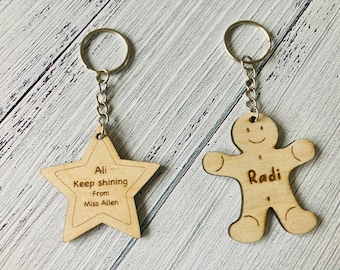 Personalised Birch Plywood Keyrings: Teacher Gifts for Students