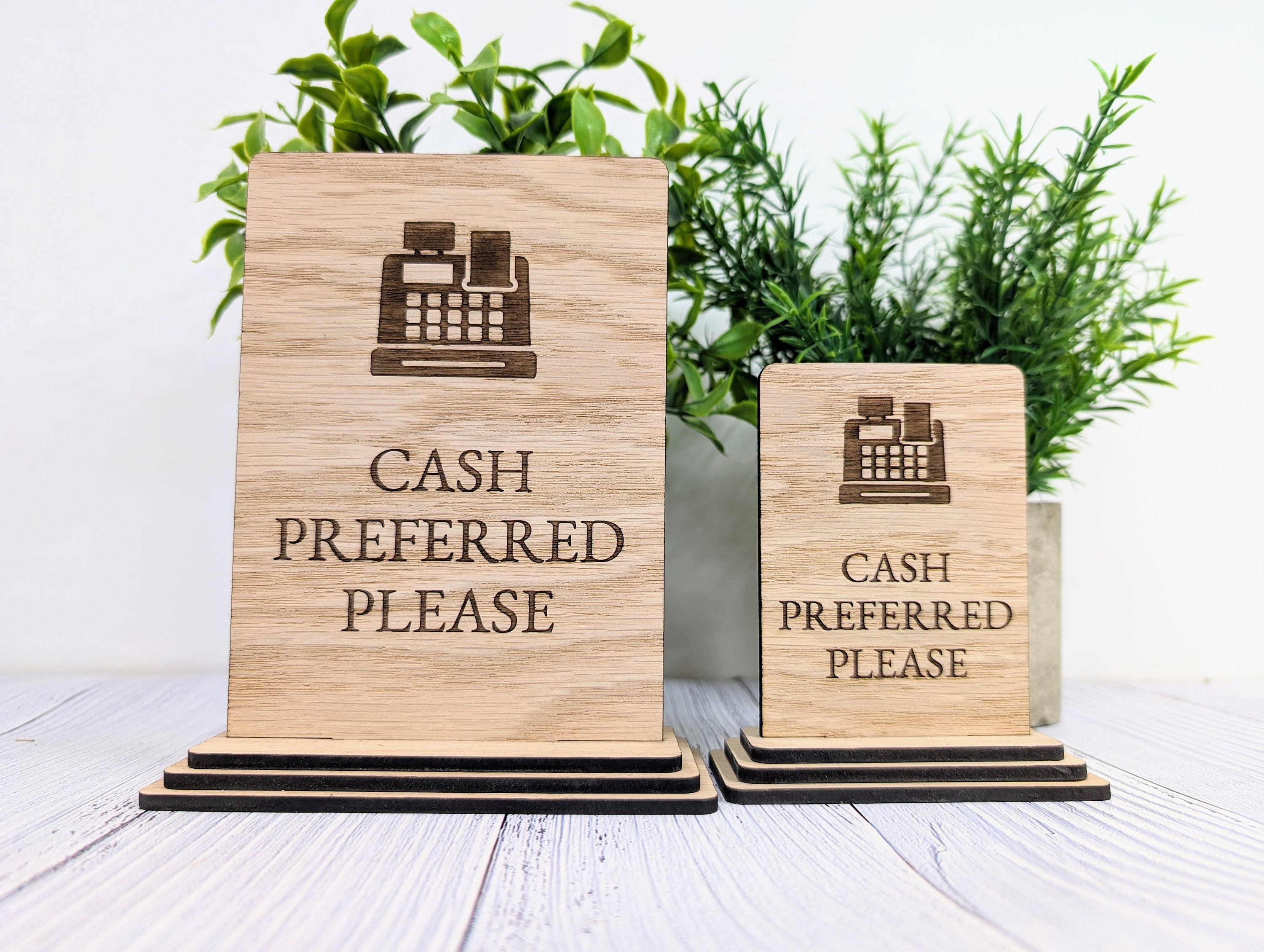 Wooden Freestanding Table Sign 'cash Preferred' - Perfect for Shops ...