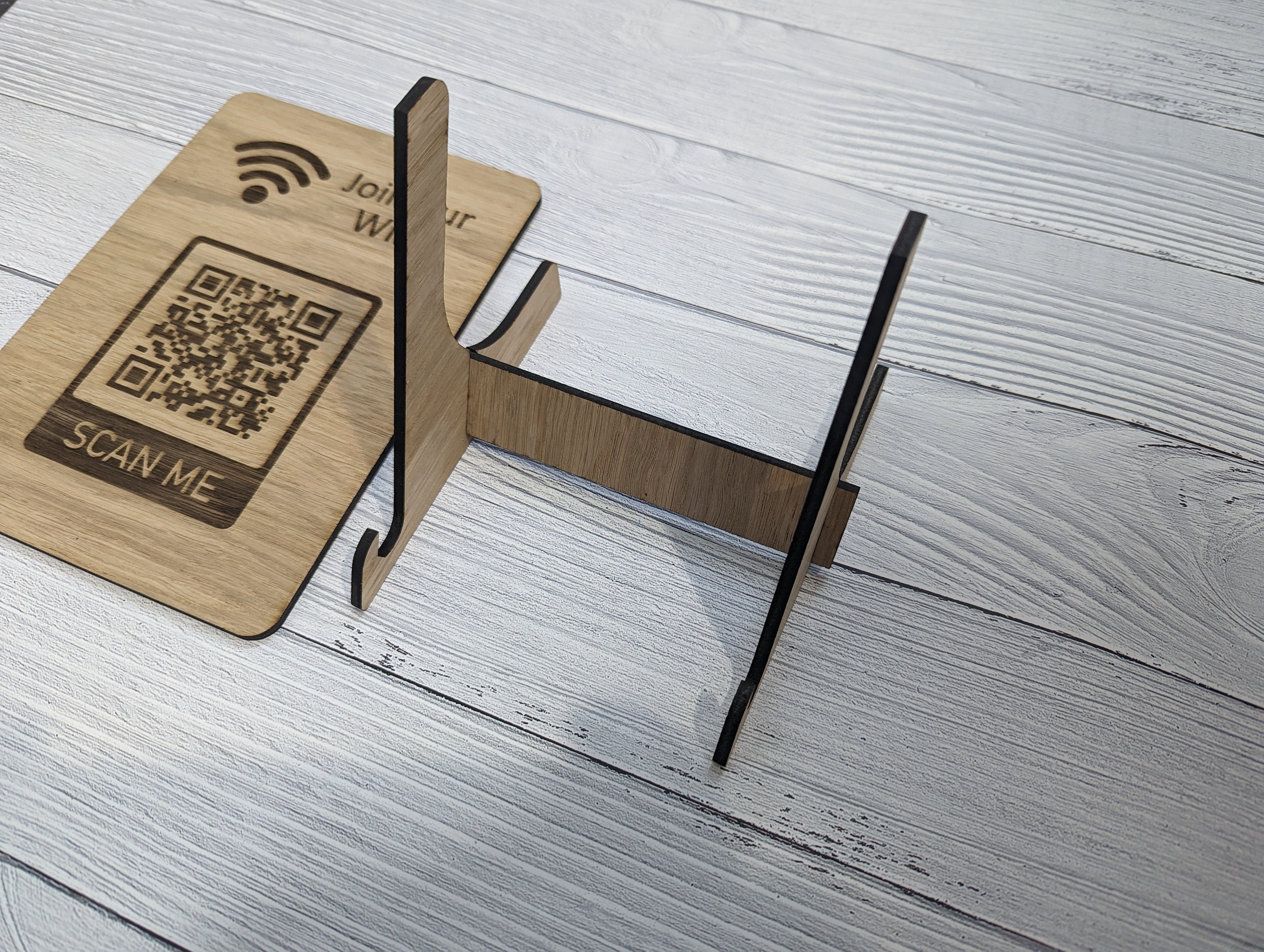 Oak Veneer Wifi Sign: QR Code or Text - Etsy