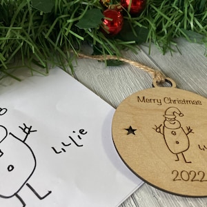 Engraved Christmas Bauble: Child&#39;s Drawing, Personalised Keepsake