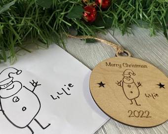 Engraved Christmas Bauble: Child's Drawing, Personalised Keepsake