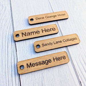 Engraved Oak Wood Keychain: Personalised Keyring, Custom Keyfob
