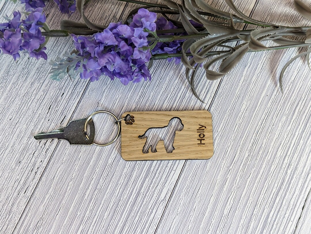 Personalised Cockapoo Keychain: Oak Dog Keyring, Dog Lover Gift - Etsy