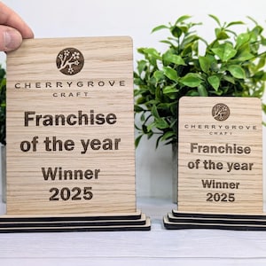 Custom Wooden Business Award Trophy: Eco-Friendly Corporate Recognition