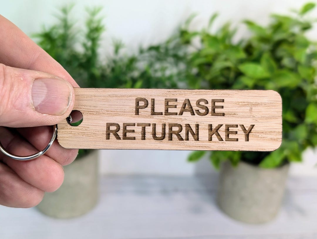 Please Return Key Oak Keyring: Eco-friendly Reminder - Etsy