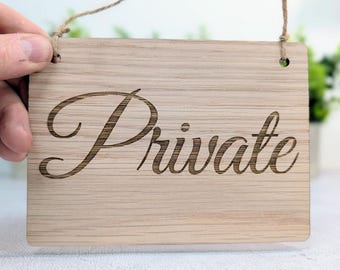 Private Door Sign – Oak Veneered Wooden Hanging Sign for Offices, Guest Rooms or Studios | Handmade in Wales | Eco-Friendly Packaging