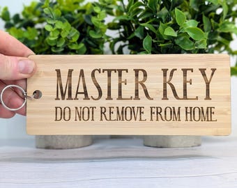 Master Key Bamboo Keyring - 'Do Not Remove From Home' Engraving | Large, Durable, Eco-Friendly, Unique Household Accessory