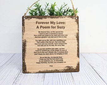 Engraved Poem Sign: Rustic Oak MDF, Personalised Message