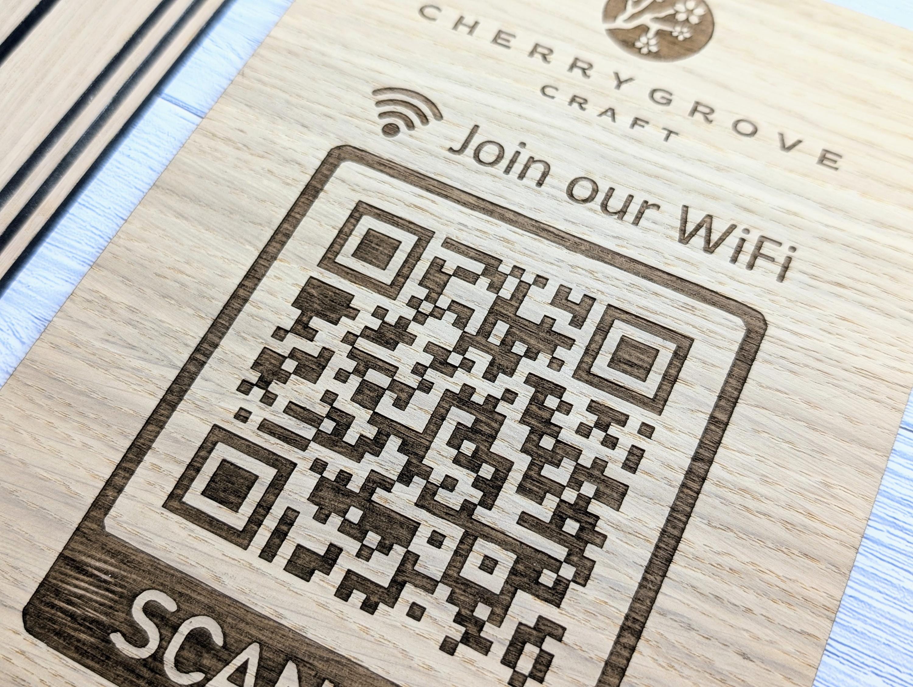 Wooden Wifi QR Code Extra Large Sign With Logo, Eco-friendly Custom ...