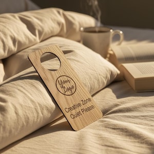 Personalised Door Hanger, Oak Quiet Please Sign for Creative Zones