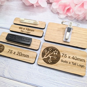 Wooden Name Badges, Custom Oak Veneered Business & Retail, Eco-Friendly, Multiple Sizes/Attachments, Personalised Delegate Badges image 9