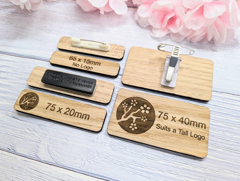 Wooden Name Badges, Custom Oak Veneered Business & Retail, Eco-Friendly, Multiple Sizes/Attachments, Personalised Delegate Badges image 9