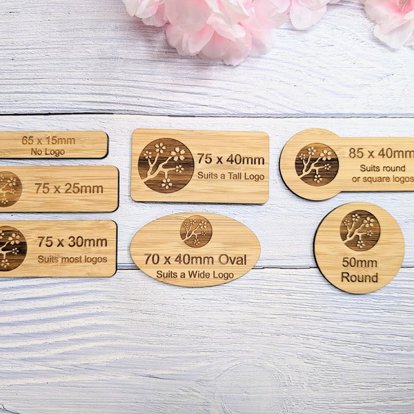 Bamboo Name Badges, Custom Bamboo Name Tags - Business & Retail, Eco-Friendly, Multiple Sizes/Attachments, Personalised for Cafes, Charities