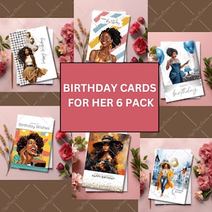 Happy Birthday- 6 Cards | Cards for Black Women | Cards Assortment | African American Cards