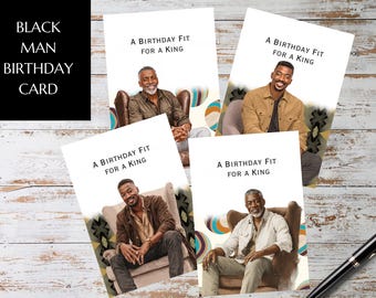 A Birthday Fit for a King | African American Men Birthday Card | Black King Greeting Card | Single or Bundle Pack | Birthday Card for Him