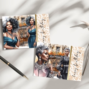 Black Woman Birthday Card | Landscape Card | Top Fold | African American | Celebration | Black Greeting Cards | Cards for Black Women