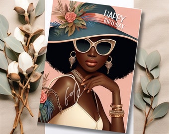 Birthday Card for Black Women | Black Girl | African American | Black Greeting Card